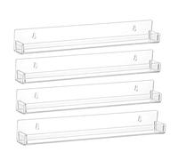 Giwnhvx Set di 4 mensole da parete per smalto per unghie, supporto per smalto in acrilico trasparente con inserto antiscivolo rimovibile