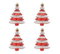 Giwnhvx Set di 4 palline di Natale da 8 x 6 cm, decorazione per albero di Natale, forma speciale, accessori in plastica dipinta per albero di Natale, colore: rosso