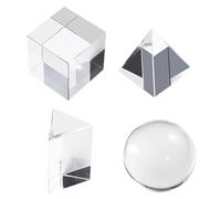 Giwnhvx Set di 4 prismi fotografici in ottico, composto da una sfera di , un cubo, un triangolare, una piramide e un accessorio didattico