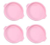 Giwnhvx Set di 4 Tortiere Rotonde per Strati di Torta, Stampi in Gel di Silice per Utensili da Forno, Torta e Mousse, Rosa, 8 Pollici