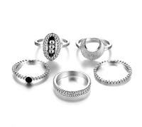 Giwnhvx Set di 5 anelli vintage bohemian da , regalo set di anelli di collegamento per dito midi, pietra con immagine di luna Steampunk,