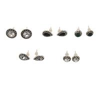 Giwnhvx Set di 5 paia di orecchini rotondi in cristallo bohémien, stile retrò, accessori da sposa