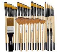 Giwnhvx Set di 64 pennelli per pittura in nylon, 7 stili, con manico in legno, pennelli spessi che non perdono le setole per bambini