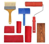 Giwnhvx Set di 8 strumenti per venature del legno Set di strumenti per pittura a rullo per pittura in gomma fai da te per decorazione artistica da parete