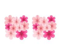 Giwnhvx Set di fiori in ventaglio in carta rosa, decorazioni per feste, ventagli di carta, pompon floreali e ghirlande per matrimoni, compleanni