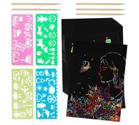 Giwnhvx Set di fogli di carta da grattare arcobaleno, carta da grattare, colore nero, 59 pezzi