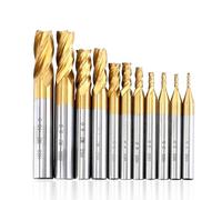 Giwnhvx Set di frese a 4 taglienti rivestite in titanio HSS da 1,5-10 mm fresa CNC per fresatura in acciaio e legno, 11 pezzi