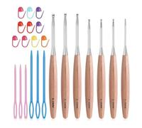 Giwnhvx Set di ganci in legno con manico ergonomico da 3,0 mm a 6,0 mm con pennarello per da maglia per fabbricazione artigianale