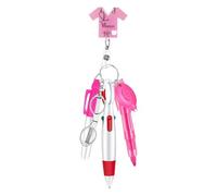 Giwnhvx Set di penne da infermiere portatili con moschettone a scorrimento retrattile, facile da rimuovere, penna a sfera, forbici, lampada torcia rosa