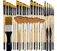 Giwnhvx Set di pennelli in nylon con setole rotonde, filbert, piatte, a ventaglio, ad angolo, adatto per artisti e principianti per acrilico