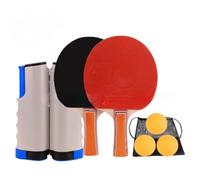 Giwnhvx Set di racchette da ping pong con racchetta telescopica portatile con rete retrattile 3 palline per giochi per famiglie