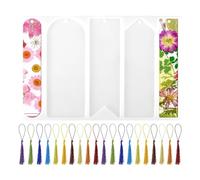 Giwnhvx Set di stampi in resina per segnalibri in silicone, stampo a 5 forme con 20 pompon per fai da te, segnalibro in resina epossidica, forniture di fabbricazione artigianale