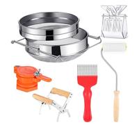 Giwnhvx Set di strumenti per la raccolta del miele per apicoltura con doppio setaccio e colino per miele, impugnatura per telaio, forchetta senza copertura, rullo ad ago senza copertura