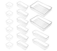Giwnhvx Set organizer per cassetti in plastica trasparente divisori per cassetti da scrivania per scuola interruttore numero contenitore divisori scatole per trucco