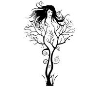 Giwnhvx Sexy Girl Tree Rimovibile - Adesivo da parete per decorazione domestica, in vinile, 1 pezzo, 43 x 72 cm