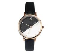 Giwnhvx Small Fresco Rosa Orologio d' Donne Studente Moda Casual Pelle Quarzo Orologio da polso Moda Letteratura E Arte Orologi Da Polso Nero