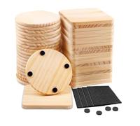 Giwnhvx Sottobicchieri In Legno Fatti A Mano Non Finiti, Sottobicchieri Vuoti con Cuscinetti Antiscivolo per Decorazioni DIY con Pittura Colorata