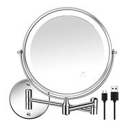 Giwnhvx Specchio da parete ricaricabile da 8 Po per mobili Lavabo/Bagno Double Face 1X/10X Ingrandire LED e Schermata Tocco di Temperatura 3 Colori Rotazione a 360° A