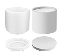Giwnhvx Stampo in silicone per candelabro, stampo per con coperchio, porta candela in vetro, cilindro in calcestruzzo (rotondo)