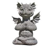 Giwnhvx Statua di meditazione del drago del giardino che raccoglie l'ornamento della resina di 18 cm decorazione della corte esterne-A