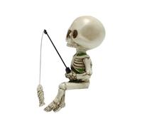 Giwnhvx Statua di Pesca con Teschio in Resina, Scheletro, Figure, Teschi, Decorazione, Acquario, Vaso di Fiori, Decorazione, Ornamento di Halloween