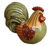 Giwnhvx Statua di Pollo, Statua di Gallo in Resina, Decorazione di Scultura Animale Carina, Regalo Statua di Stile Pittura Rurale Verde