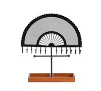 Giwnhvx Stile retrò - Supporto a forma di ventilatore semi-circolare nero, per esporre orecchini, collane, anelli e altri lavori di qualità.