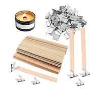 Giwnhvx Stoppini per Candele in Legno 200 Pezzi, Stoppini in Legno per La Fabbricazione di Candele, Stoppini in Legno per Candele con Clip per e Base in Metallo