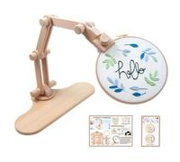 Giwnhvx Supporto per cerchio da ricamo regolabile girevole a 360 gradi, supporto da scrivania in legno per ricamo, supporto punto croce, telaio da cucito fai da te tessuto