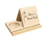 Giwnhvx Supporto per libri a triangolo in legno personalizzato con supporto per tazza da caffè, supporto per pagina di libro di fiori di nascita personalizzato, senza parole, facile da installare