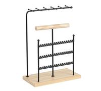 Giwnhvx Supporto portaoggetti in a 5 strati per collane, orecchini, base in legno rimovibile, espositore per collane, anelli, supporto