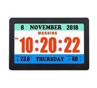 Giwnhvx Sveglia con Promemoria e Display Digitale A Colori TFT per Soggiorno, Camera da Letto, Studio, Hall, Orologio da Parete, Nero