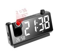 Giwnhvx Sveglia di proiezione con schermo LED HD e proiezione intelligente per camera da letto, orologio digitale rotante a 180 gradi, proiettore B