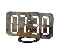 Giwnhvx Sveglia digitale grande schermo LED a specchio, caricatore USB, funzione Snooze modalità bassa accanto all'orologio da scrivania per camera da letto nera