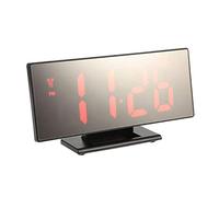 Giwnhvx Sveglia Digitale Miglioramento Orologio Specchio LED Sveglia Da Tavolo LED Notte Tempo di Visualizzazione Roupillon Multifunzione (Rosso)