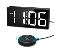 Giwnhvx Sveglia vibrante con grande schermo LED da 7,5 pollici, sveglia potente con scuotimento letto per dormienti non udenti