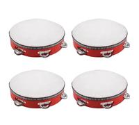 Giwnhvx Tamburello musicale da 20,3 cm, 4 pezzi, tamburo rotondo a percussione, regalo per KTV, rosso