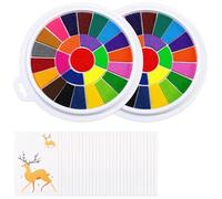 Giwnhvx Tamponi di inchiostro in 25 colori con 30 pagine di vernice, tampone lavabile, set per pittura senza dita, confezione da 2