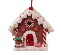 Giwnhvx Tema di Natale LED Ciondolo Pane Di Zenzero Casa Luminosa Ceramica Albero Appeso Casa anno Decorazione Festa A