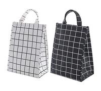 Giwnhvx Tessuto Riutilizzabile nel Tela di Cartone per Scatola da Pranzo Riutilizzabile 2 Pezzi con Foglio di Alluminio, Borsa Tote Pranzo Fordable per Scuola, Ufficio
