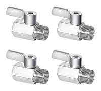 Giwnhvx Valvola di Intercettazione del Pomello della Doccia, Mini Valvola a sfera Sfenica in Acciaio Inox 304, Filettatura NPT (1/2 Pollici Maschio X 1/2 Pollici) 4 Pacchetto