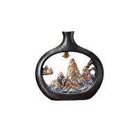 Giwnhvx Vaso artistico in resina, decorazione per la casa, decorazione per la casa, stile cinese, paesaggio montano, corto