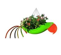 Giwnhvx Vaso da Fiori in Metallo Squisita Forma di Volante Vaso da Fiori Colorato con Pappagallo Fioriera Sospesa Vaso da Fiori da Giardino, S, B