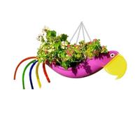 Giwnhvx Vaso da Fiori in Metallo Squisita Forma di Volante Vaso da Fiori Colorato con Pappagallo Fioriera Sospesa Vaso da Fiori da Giardino, S, A