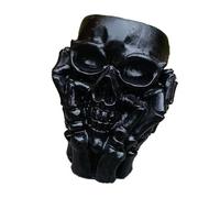 Giwnhvx Vaso di fiori a forma di cranio in resina, vasi per piante unici, vaso scheletro, vaso da fioriera a forma di decorazione per la casa, decorazioni di Halloween, colore: nero