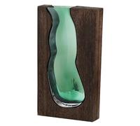 Giwnhvx Vaso in stile pastorale, vassoio in legno, fiore semplice, pianta verde , fiori, ufficio, soggiorno, tavolo basso, decorazione