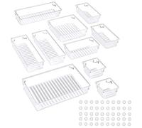 Giwnhvx Vassoi Organizer per Cassetti da Scrivania da 10 Pezzi, Contenitori Portaoggetti Versatili di 5 Dimensioni Organizzatori di Trucco per Cucina Comò Bagno Ufficio