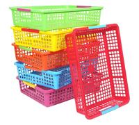 Giwnhvx Vassoio per insegnanti, organizer in plastica per la carta, vassoio da girare in classe, vassoio per la carta, cestino per libri di casa, 6 pezzi