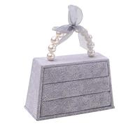 Giwnhvx Velluto Camoscio Orecchini Organizzatore Orecchio Borchie Presentazione Supporto Rack Vetrina Piastra Moda Scatola Caso Cofanetto Grigio