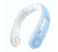 Giwnhvx Ventilatore da Collo, Ventole da Collo A Libere, Portatile Ricaricabile, Ventola di Raffreddamento A 360°, per Viaggi, Esterno Blu